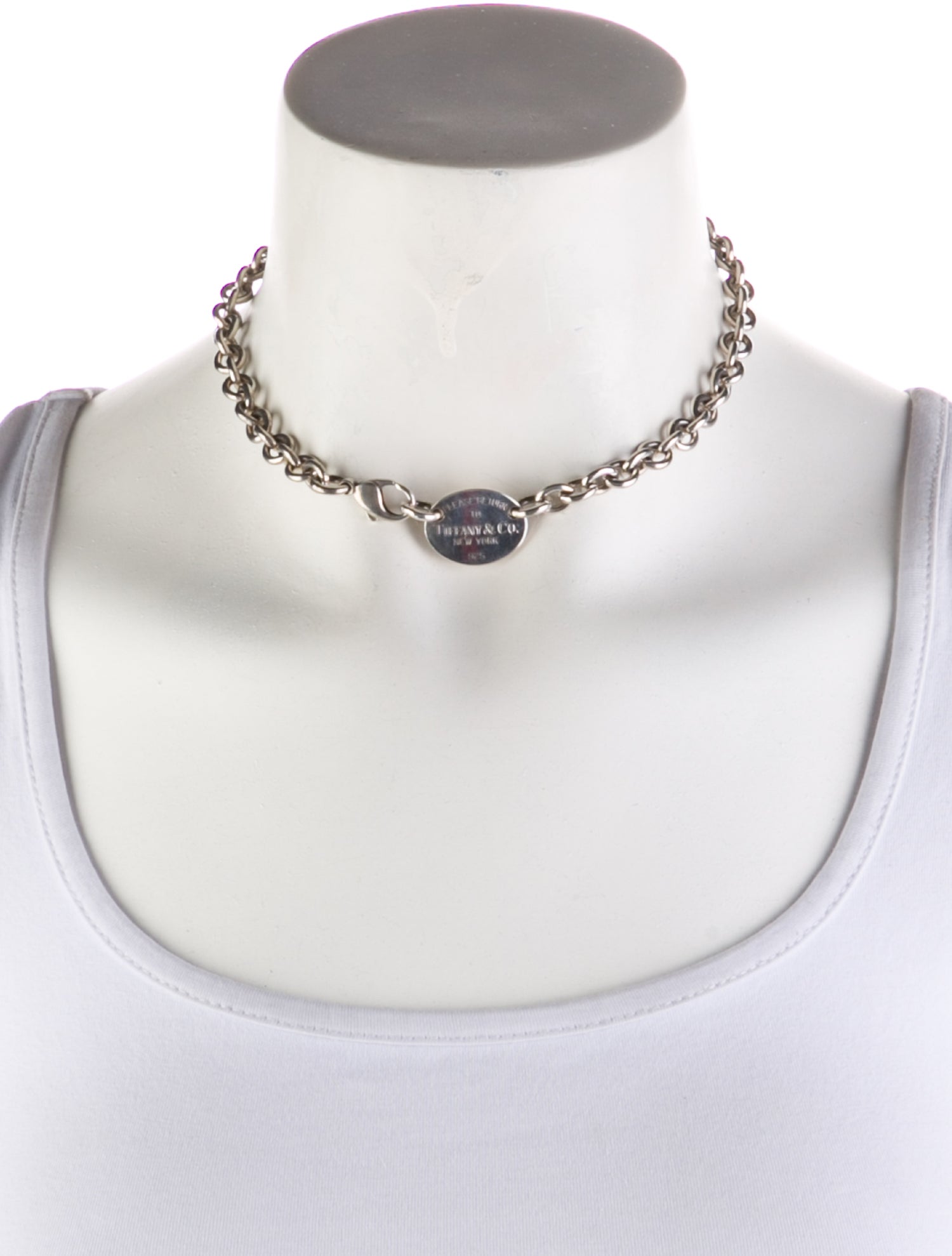 Tiffany & Co. Oval Tag Chain Link Choker Necklace